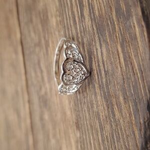 Size 6 R505 sterling silver heart filigree ring 925 stamp‎